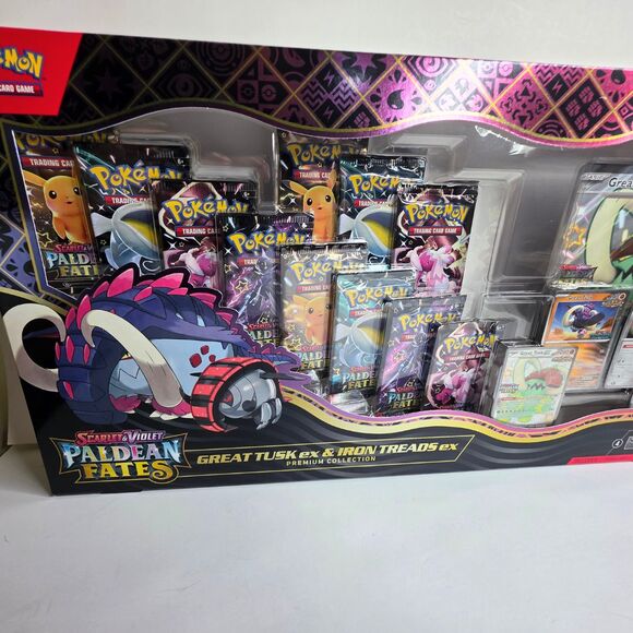 Pokemon Paldean Fates Great Tusk ex & Iron Treads ex Premium Collection Box NEW - Picture 3 of 6